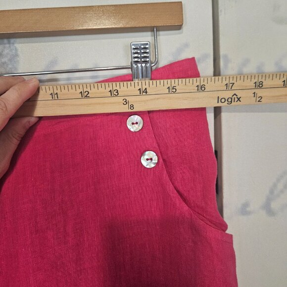 Bryn Walker Wide Leg Cropped Pants L Pink 100% Linen High Rise Made in USA - Picture 6 of 9